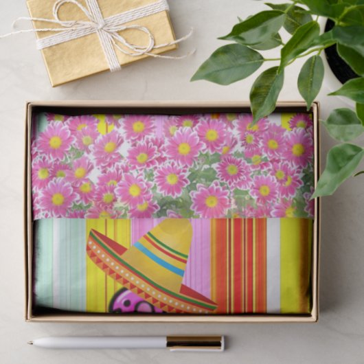 Weefselpapier Stripe Flamingo Floral Tissuepapier (Geschenk)
