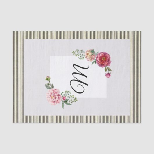 Weefselpapier Stripe Floral Tissuepapier (Voorkant)