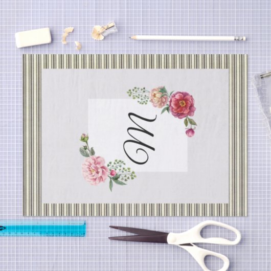 Weefselpapier Stripe Floral Tissuepapier (Craft)