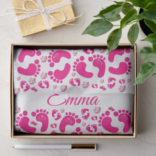 Weefselpapier Stripes Baby Feet Girl Elephants Tissuepapier (Geschenk)