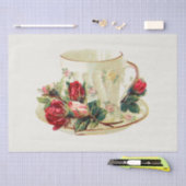 WEEFSELPAPIER: TEACUP EN STROMEN TISSUEPAPIER (Craft)