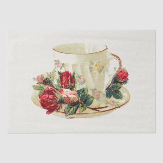 WEEFSELPAPIER: TEACUP EN STROMEN TISSUEPAPIER (Voorkant)