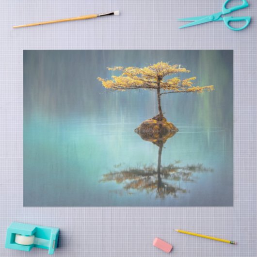 WEEFSELPAPIER: "TREE ON AN ISLAND" TISSUEPAPIER (Craft)