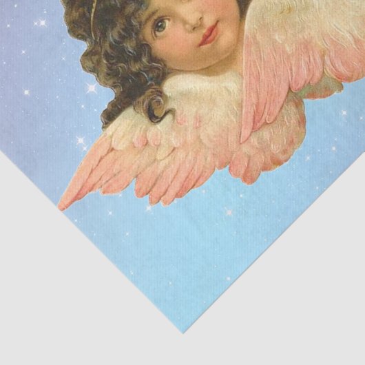 WEEFSELPAPIER TWEELINGANGEL STERREN OP BLAUW TISSUEPAPIER (Detail)