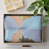 WEEFSELPAPIER  TWEELINGANGEL STERREN OP BLAUW TISSUEPAPIER (Geschenk)