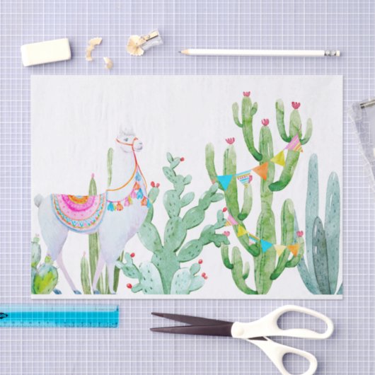 Weefselpapier Verpakking Boho Llama Bohemian Cacti Tissuepapier (Craft)