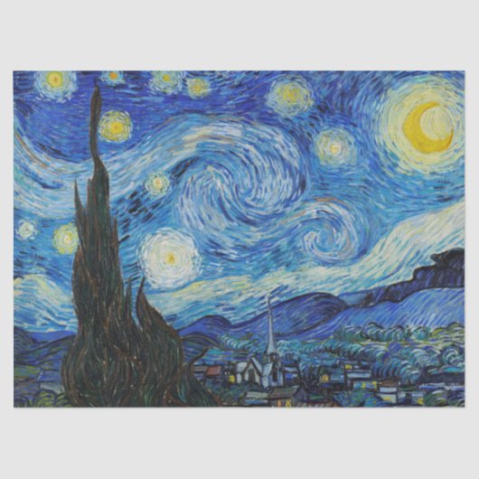 WEEFSELPAPIER : VINCENT VAN GOGH : STERRENNACHT TISSUEPAPIER (Voorkant)
