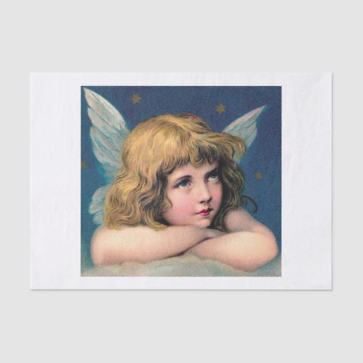 WEEFSELPAPIER: VINTAGE CHRISTMAS ANGEL/CHERUB TISSUEPAPIER (Voorkant)