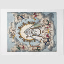 WEEFSELPAPIER : VIRGIN EN BABY MET ANGELS TISSUEPAPIER