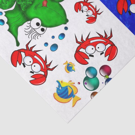 Weefselpapier - Viskrabben Tissuepapier (Detail)