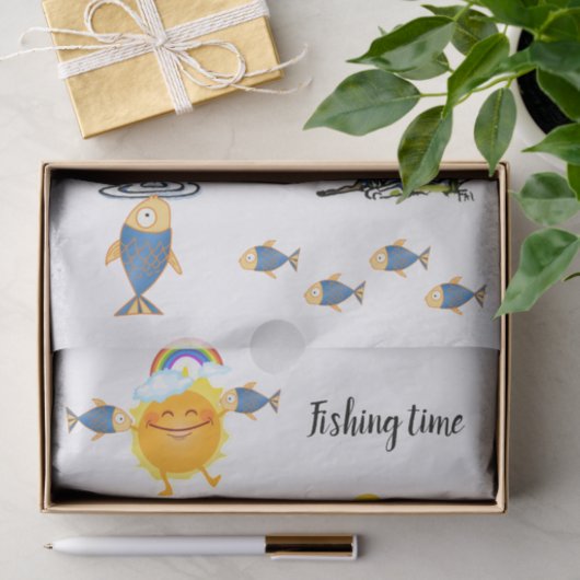 Weefselpapier Vist visserij op regenboogvisserij Tissuepapier (Geschenk)