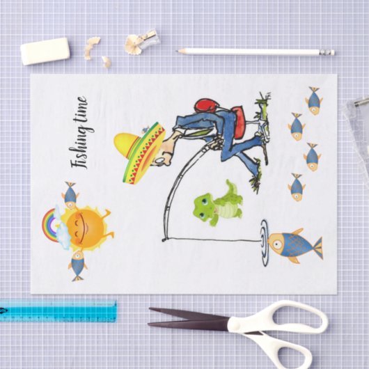 Weefselpapier Vist visserij op regenboogvisserij Tissuepapier (Craft)