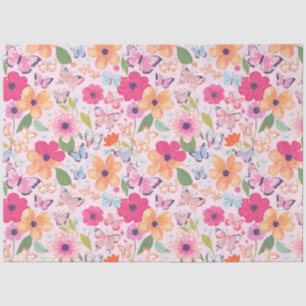 Weefselpapier, Vlinders en Bloemen Zacht Roze Tissuepapier
