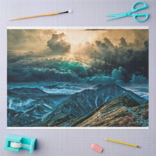 Weefselpapier voor bergen Sky Clouds Tissuepapier (Craft)