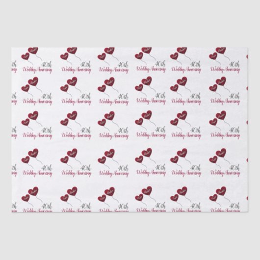 Weefselpapier voor de 40e huwelijksdag tissuepapier (Voorkant)