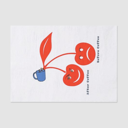 Weefselpapier voor en na koffiekersen tissuepapier (Voorkant)