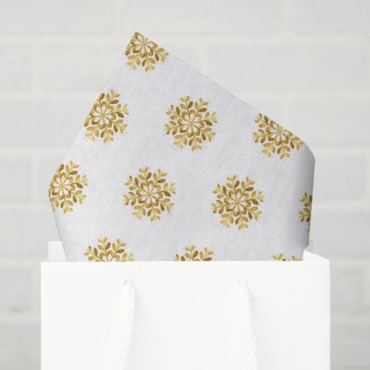 Weefselpapier voor feestdagen, gouden sneeuwvlokke tissuepapier (Cadeauzakje)