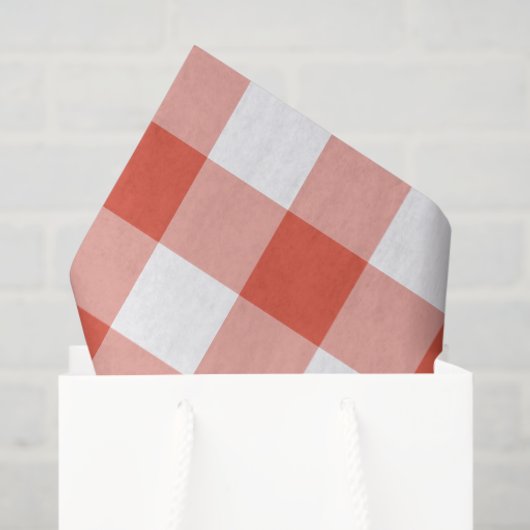 Weefselpapier voor Oranje en wit gingham-patroonpa Tissuepapier (Cadeauzakje)