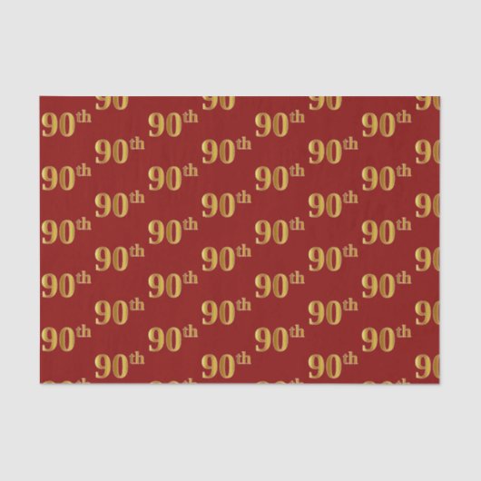 Weefselpapier voor Red, Faux Gold 90th (Ninetieth) Tissuepapier (Voorkant)