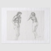 WEEFSELPAPIER : VROUW STUDIE : EDWARD BURNE JONES TISSUEPAPIER (Voorkant)