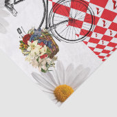 Weefselpapier White Daisy Red Checkered Bike Tissuepapier (Detail)