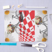 Weefselpapier White Daisy Red Checkered Bike Tissuepapier (Craft)