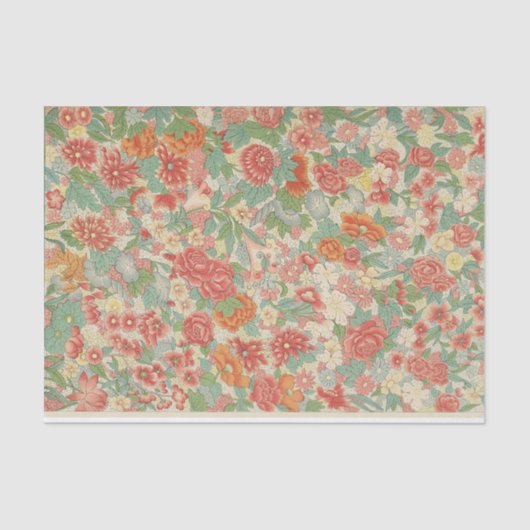 Weefselpapier William Morris Floral Sinaasappel Tissuepapier (Voorkant)