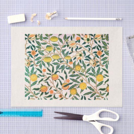 WEEFSELPAPIER : WILLIAM MORRIS : POMEGRANAAT TISSUEPAPIER (Craft)