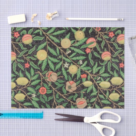 WEEFSELPAPIER : WILLIAM MORRIS : POMEGRANAAT TISSUEPAPIER (Craft)