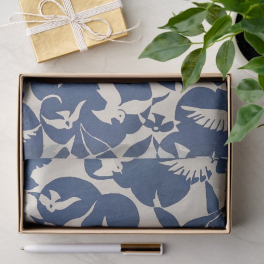 WEEFSELPAPIER : WIT + BLAUW : 1928 TISSUEPAPIER (Geschenk)