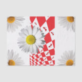 Weefselpapier Witte Daisy Red Gecontroleerde koppe Tissuepapier (Voorkant)