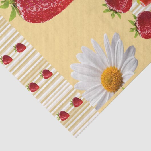 Weefselpapier Witte Daisy Strawberry Tissuepapier (Detail)