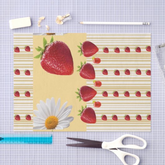 Weefselpapier Witte Daisy Strawberry Tissuepapier (Craft)