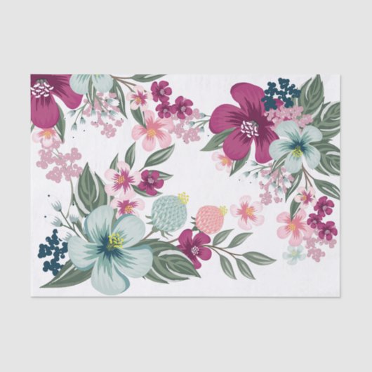 Weefselpapier Wrapping Tropische bloemen op wit Tissuepapier (Voorkant)