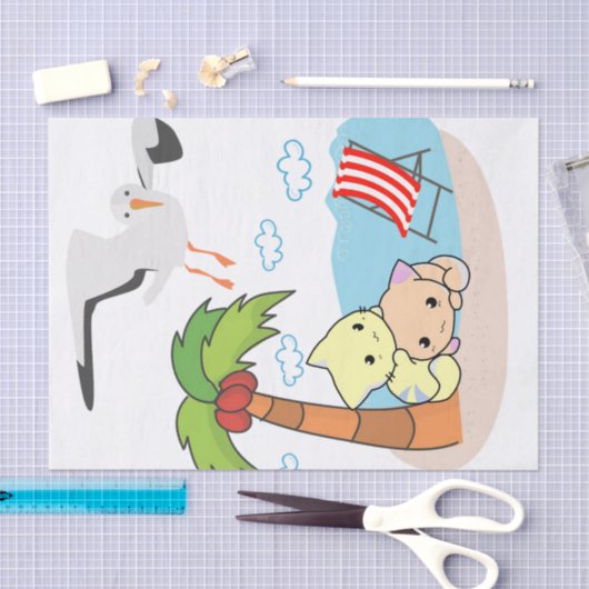 Weefselpapier Zadelbak Kat Dog Palm Beach Tissuepapier (Craft)