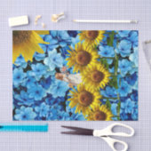 Weefselpapier - Zonnebloemblauw - Floral Tissuepapier (Craft)