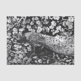 Weefselpapier, ZWART EN WITTE PEACOCK Tissuepapier