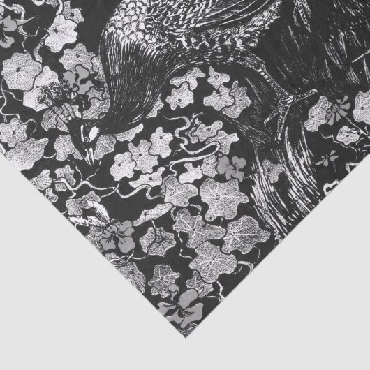 Weefselpapier, ZWART EN WITTE PEACOCK Tissuepapier (Detail)