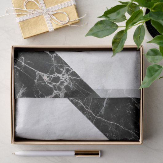 Weefselpapier, zwart-wit, marmer tissuepapier (Geschenk)