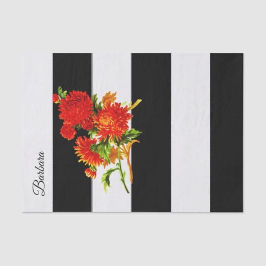 Weefselpapier, zwarte streep, Floral Tissuepapier (Voorkant)