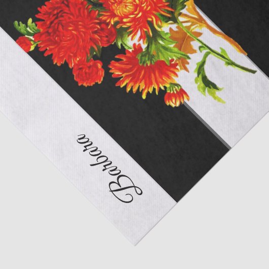 Weefselpapier, zwarte streep, Floral Tissuepapier (Detail)