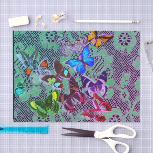 WEEFSELPAPIERBUTTERFLIES EN ANTIEK RUIMTE TISSUEPAPIER (Craft)