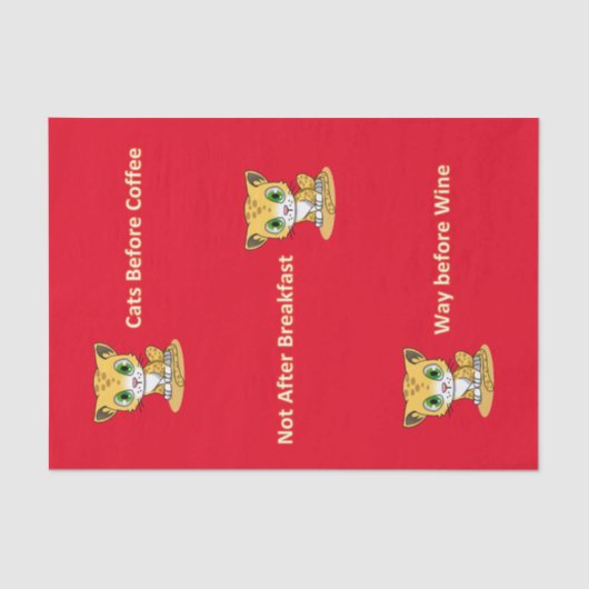 Weefselpapieren katten die vóór de koffiewijn word tissuepapier (Voorkant)