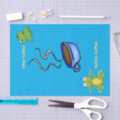 Weefselpapieren kikkers voor en na koffie tissuepapier (Craft)