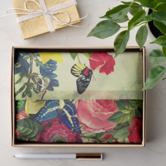 Weefselpapieren vlinders en -bloemen tissuepapier (Geschenk)