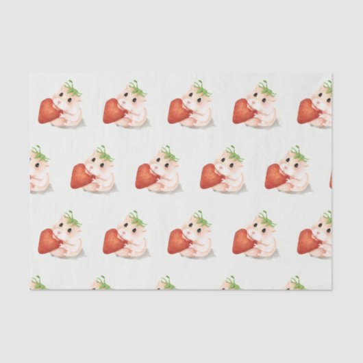 WeefselpapierHAMSTER MET STRAWBERRY Tissuepapier (Voorkant)