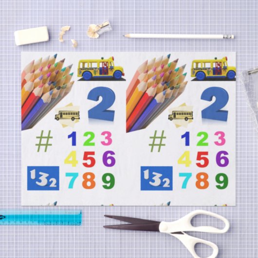 Weefselpapiernummers schoolbus tissuepapier (Craft)