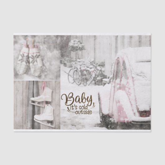 Weefselpapierset (2) Baby Het is koud buiten Tissuepapier (Voorkant)