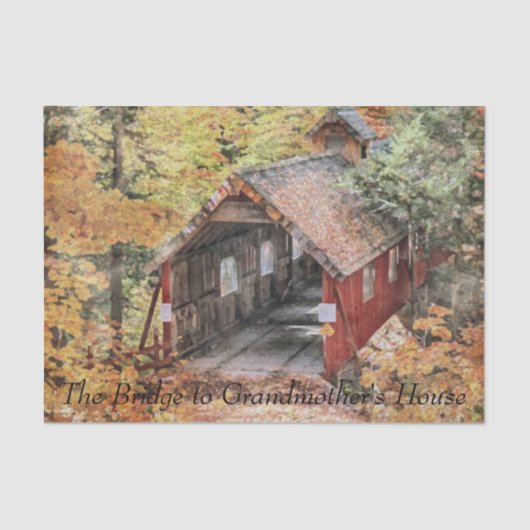 Weefselpapierset (2) Brug naar grootmoederhuis Tissuepapier (Voorkant)