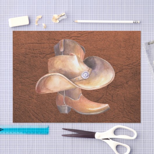 Weefselpapierset (2) Cowboy-Pet en -boot Tissuepapier (Craft)